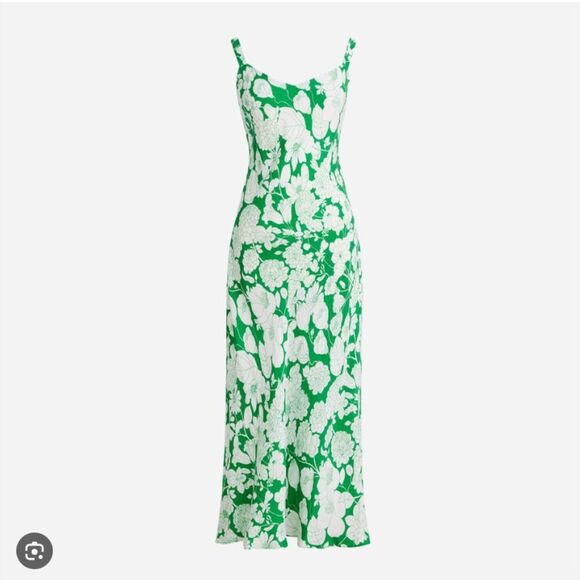 J Crew Gwyneth V-Neck Size 10 NEW Cupro-blend Slip Dress in Kelly Floral Silky - Picture 3 of 14